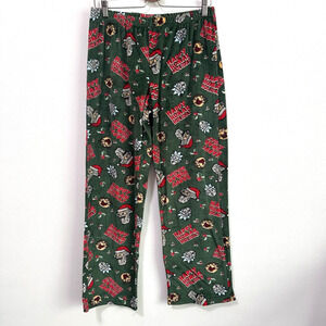 Rick And Morty Happy Humans Holiday Pajama Pants L Fleece Green Holiday Fun Mens